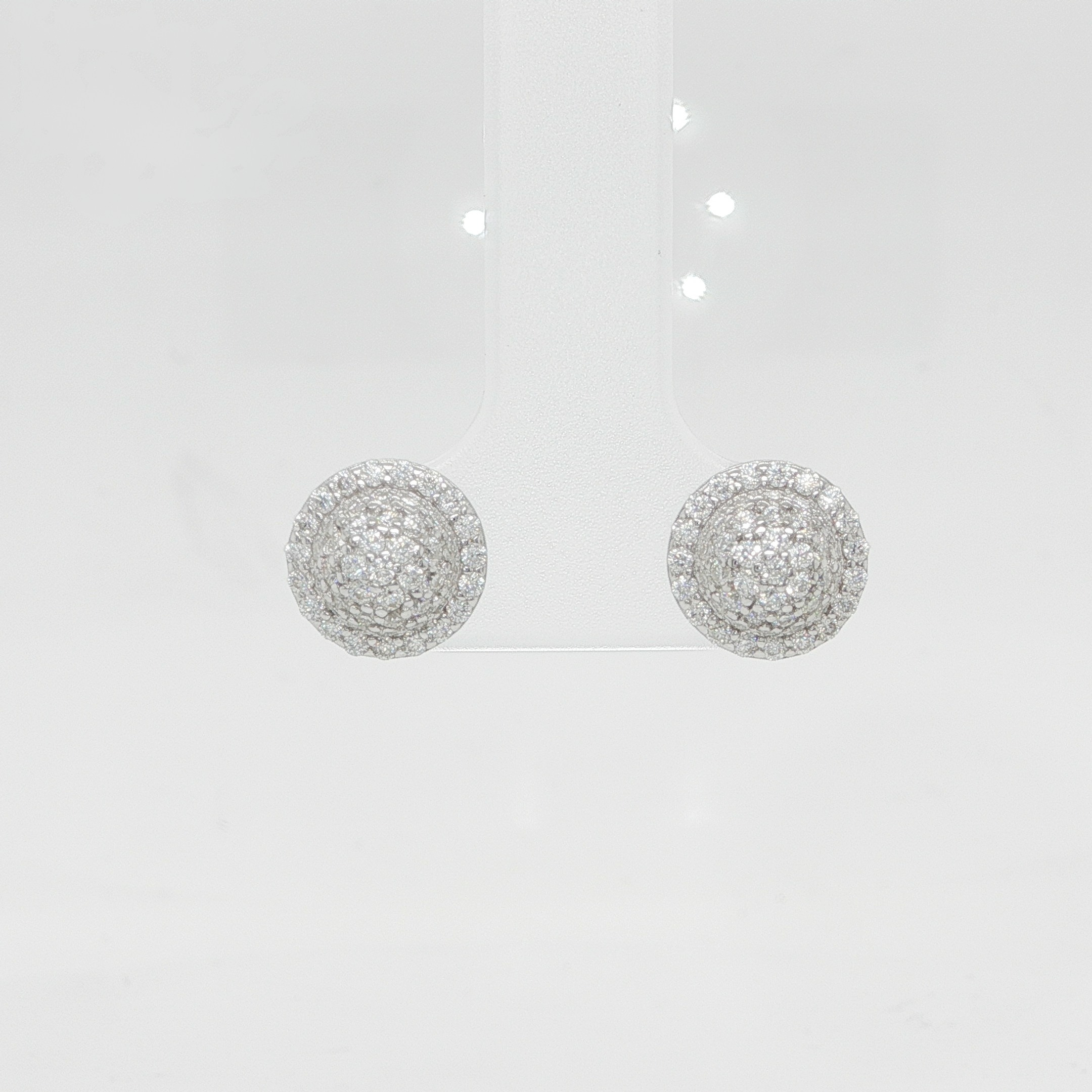 Sterling Silver Pave Moissanite Cluster Dome Earrings