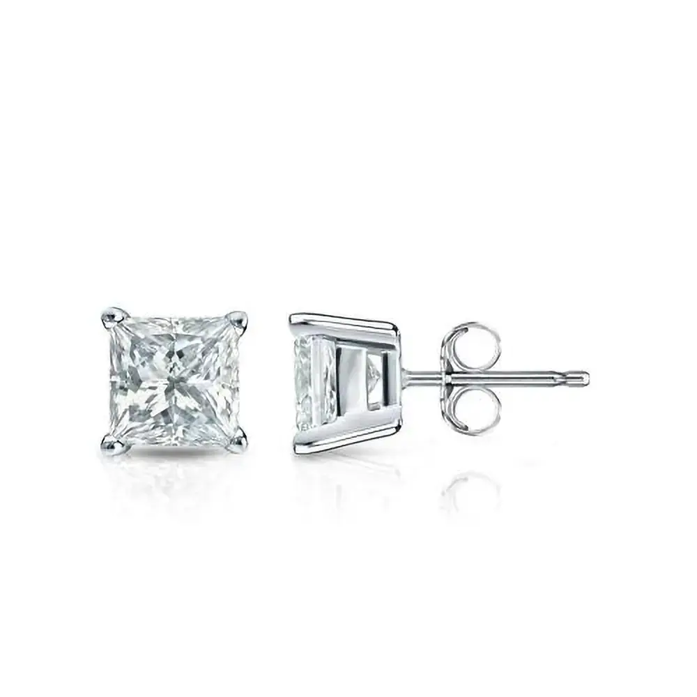 Sterling Silver Moissanite Solitaire Stud Earrings