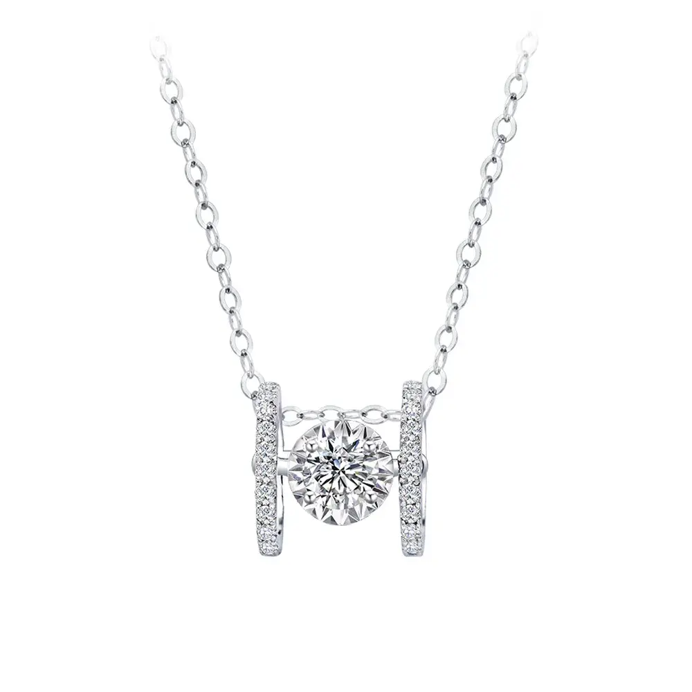 925 Sterling Silver Floating Solitaire H-Pendant Moissanite Jewelry Set (Pendant Necklace & Earrings)