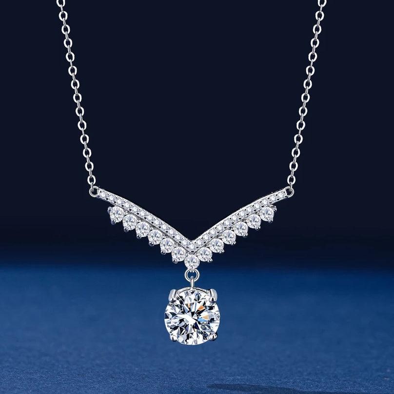 Cecelia Moissanite V-Chevron Drop Necklace, view 3