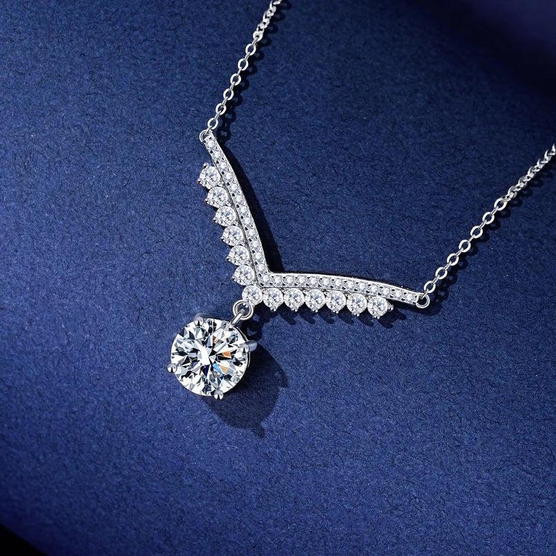 Cecelia Moissanite V-Chevron Drop Necklace, view 2