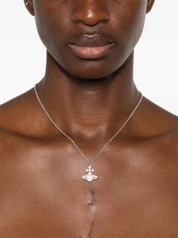 Vivienne Westwood Style Orb Moissanite Jewelry Set (Pendant Necklace & Earrings), view 3
