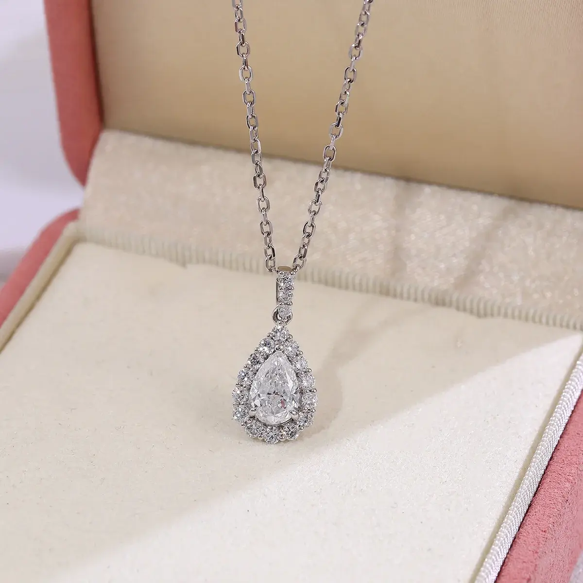 Pear Cut Moissanite Pendant Necklace, view 4